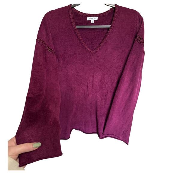 Johnny Was The Chenille Sweater Classic Whipstitch Pullover Burgundy Size Large - Picture 4 of 13